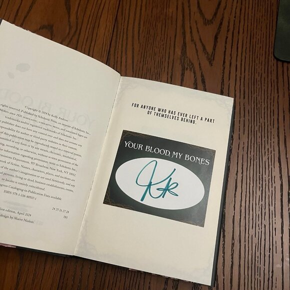 Your Blood My Bones Kelly Andrew SIGNED Romance Fantasy Horror YA Creepy - Picture 8 of 8
